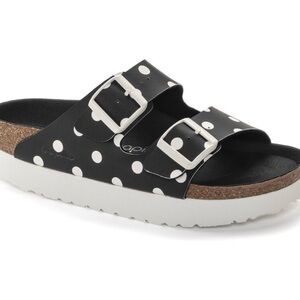 women's Papillio Arizona style  Black and White Polka Dot Sandals